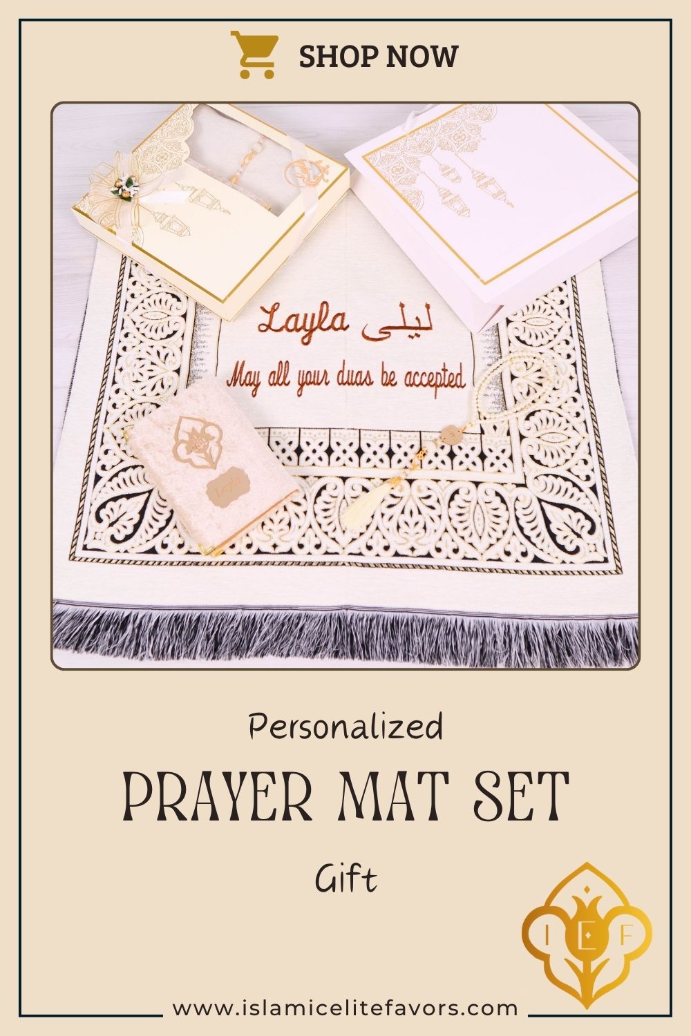 Personalized Taffeta Prayer Mat Quran Tasbeeh Islamic Muslim Gift Set, Ramadan Eid Wedding Birthday Fathers Mothers Days Gifts - Islamic Elite Favors is a handmade gift shop offering a wide variety of unique and personalized gifts for all occasions. Whether you're looking for the perfect Ramadan, Eid, Hajj, wedding gift or something special for a birthday, baby shower or anniversary, we have something for everyone. High quality, made with love.