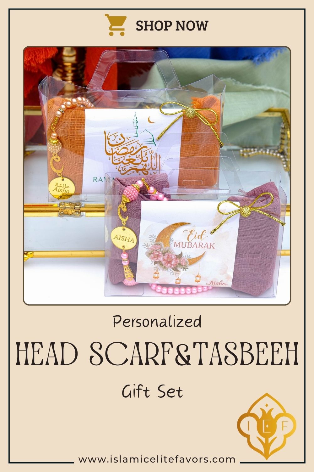 Personalized Custom Head Scarf Pearl Prayer Beads Gift Set | Ramadan Eid Hajj Umrah Favors - Islamic Elite Favors is a handmade gift shop offering a wide variety of unique and personalized gifts for all occasions. Whether you're looking for the perfect Ramadan, Eid, Hajj, wedding gift or something special for a birthday, baby shower or anniversary, we have something for everyone. High quality, made with love.