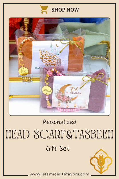 Personalized Custom Head Scarf Pearl Prayer Beads Gift Set | Ramadan Eid Hajj Umrah Favors - Islamic Elite Favors is a handmade gift shop offering a wide variety of unique and personalized gifts for all occasions. Whether you're looking for the perfect Ramadan, Eid, Hajj, wedding gift or something special for a birthday, baby shower or anniversary, we have something for everyone. High quality, made with love.