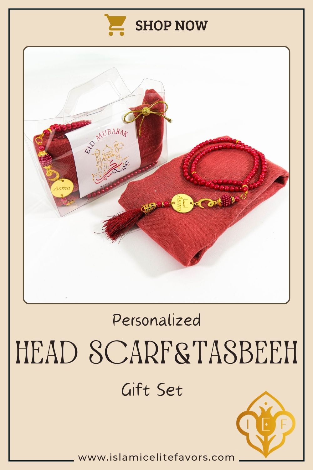 Personalized Custom Head Scarf Pearl Prayer Beads Gift Set | Ramadan Eid Hajj Umrah Favors - Islamic Elite Favors is a handmade gift shop offering a wide variety of unique and personalized gifts for all occasions. Whether you're looking for the perfect Ramadan, Eid, Hajj, wedding gift or something special for a birthday, baby shower or anniversary, we have something for everyone. High quality, made with love.