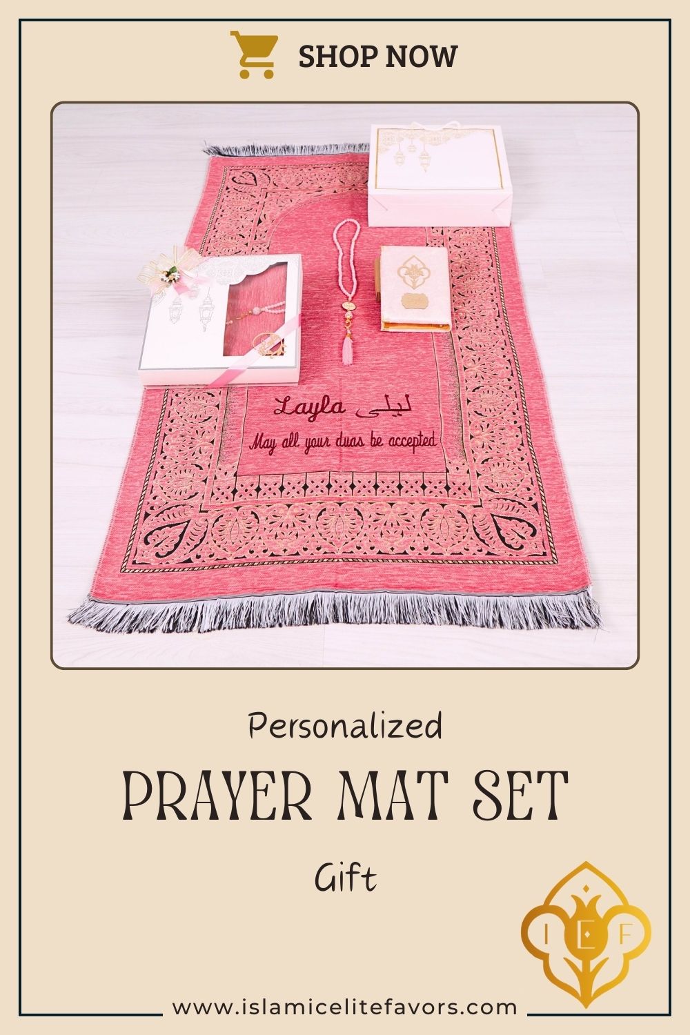 Personalized Taffeta Prayer Mat Quran Tasbeeh Islamic Muslim Gift Set, Ramadan Eid Wedding Birthday Fathers Mothers Days Gifts - Islamic Elite Favors is a handmade gift shop offering a wide variety of unique and personalized gifts for all occasions. Whether you're looking for the perfect Ramadan, Eid, Hajj, wedding gift or something special for a birthday, baby shower or anniversary, we have something for everyone. High quality, made with love.