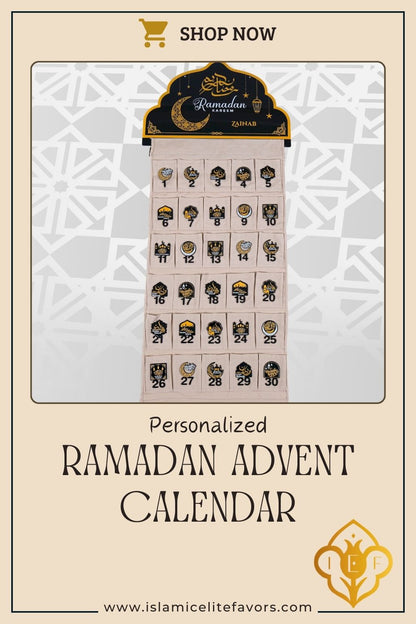 Personalized Fabric Canvas Ramadan Advent Calendar Home Decor Eid Gift - Islamic Elite Favors is a handmade gift shop offering a wide variety of unique and personalized gifts for all occasions. Whether you're looking for the perfect Ramadan, Eid, Hajj, wedding gift or something special for a birthday, baby shower or anniversary, we have something for everyone. High quality, made with love.