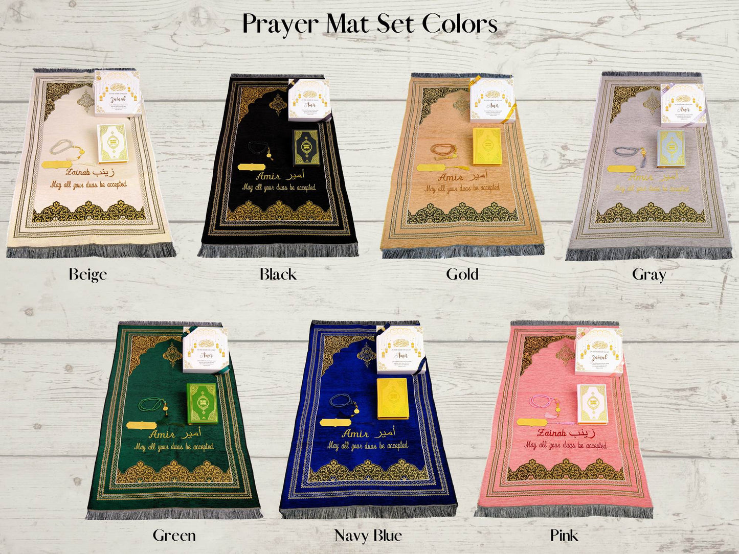 Personalized English Translated Quran Prayer Mat Tasbeeh Islamic Gift Set, Ramadan Eid Hajj Umrah Birthday Muslim Gift - Islamic Elite Favors is a handmade gift shop offering a wide variety of unique and personalized gifts for all occasions. Whether you're looking for the perfect Ramadan, Eid, Hajj, wedding gift or something special for a birthday, baby shower or anniversary, we have something for everyone. High quality, made with love.