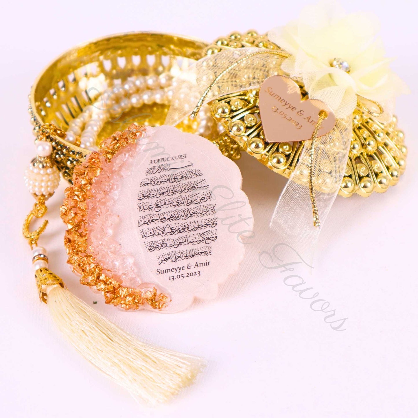 Personalized Wedding Favor Epoxy Ayatul Kursi Magnet Tasbeeh in Box