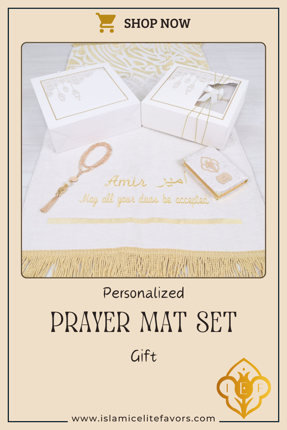 Personalized Thick Padded Prayer Mat Quran Tasbeeh Islamic Gift Set - Islamic Elite Favors is a handmade gift shop offering a wide variety of unique and personalized gifts for all occasions. Whether you're looking for the perfect Ramadan, Eid, Hajj, wedding gift or something special for a birthday, baby shower or anniversary, we have something for everyone. High quality, made with love.