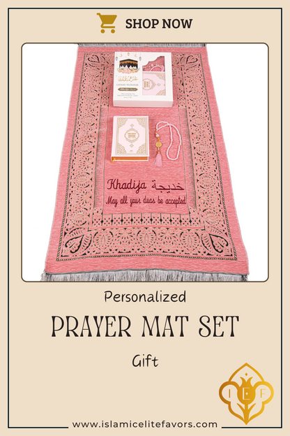 Personalized English Arabic Translation Quran Prayer Mat Tasbeeh Gift - Islamic Elite Favors is a handmade gift shop offering a wide variety of unique and personalized gifts for all occasions. Whether you're looking for the perfect Ramadan, Eid, Hajj, wedding gift or something special for a birthday, baby shower or anniversary, we have something for everyone. High quality, made with love.