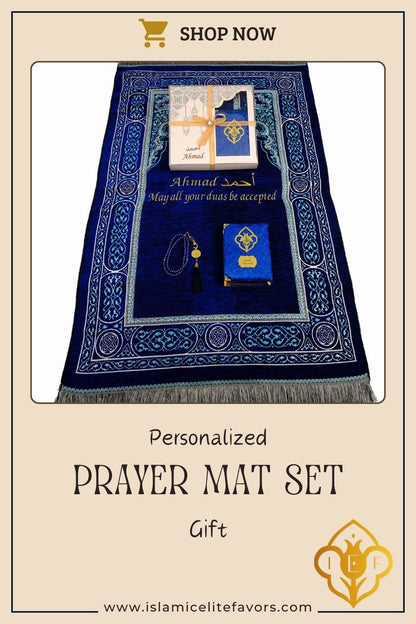 Personalized Muslim Prayer Mat Quran Tasbeeh Ramadan Eid Gift Peaceful Set - Islamic Elite Favors is a handmade gift shop offering a wide variety of unique and personalized gifts for all occasions. Whether you're looking for the perfect Ramadan, Eid, Hajj, wedding gift or something special for a birthday, baby shower or anniversary, we have something for everyone. High quality, made with love.