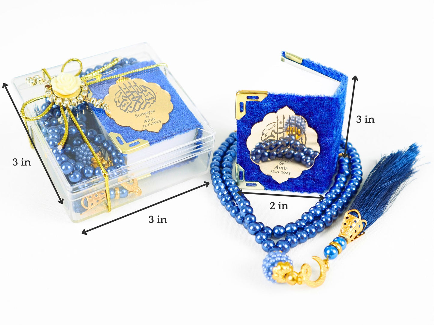 Personalized Mini Quran Tasbeeh Flowers with Rhinestones Wedding Favor