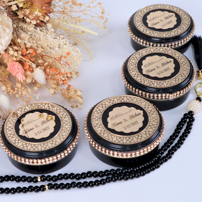 Personalized Pearl Prayer Beads in Metal Box Islamic Wedding Favors