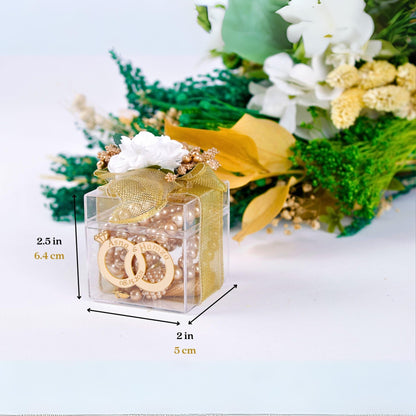 Personalized Prayer Bead Wedding Favor Decorated Box with Wedding Ring