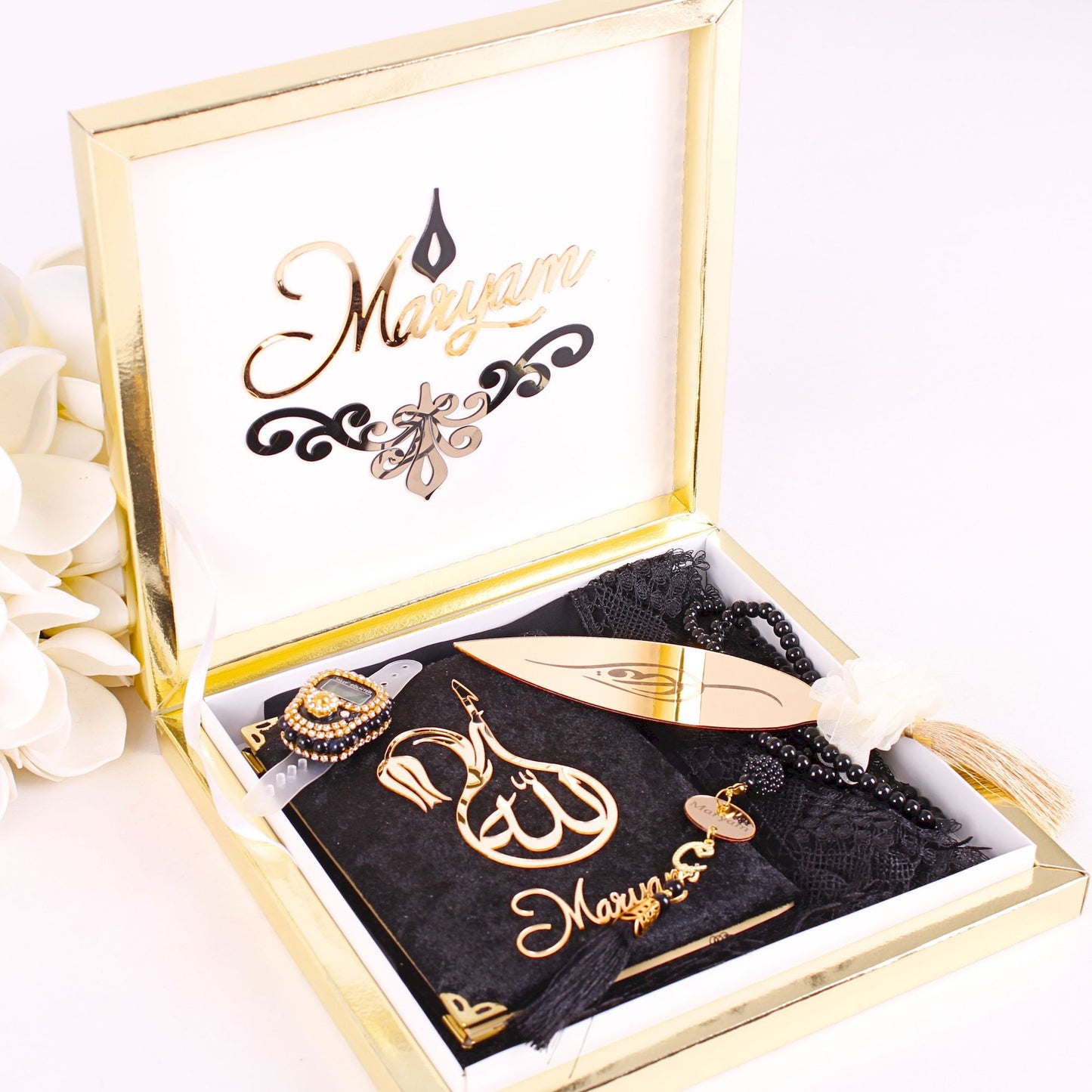 Personalized Islam Gift Set Dua Book Hijab Dhikrmatic Tasbeeh Bookmark - Islamic Elite Favors is a handmade gift shop offering a wide variety of unique and personalized gifts for all occasions. Whether you're looking for the perfect Ramadan, Eid, Hajj, wedding gift or something special for a birthday, baby shower or anniversary, we have something for everyone. High quality, made with love.