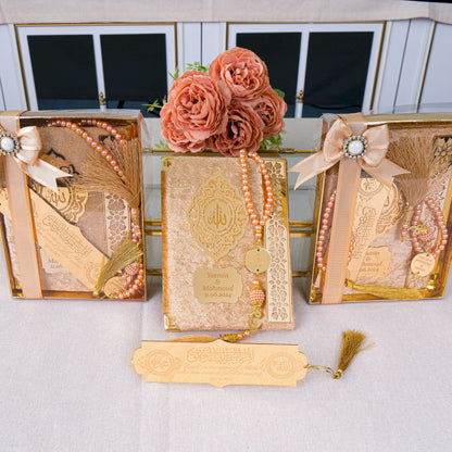 Personalized Velvet Dua Book Bookmark Tasbeeh Muslim Wedding Gift Set