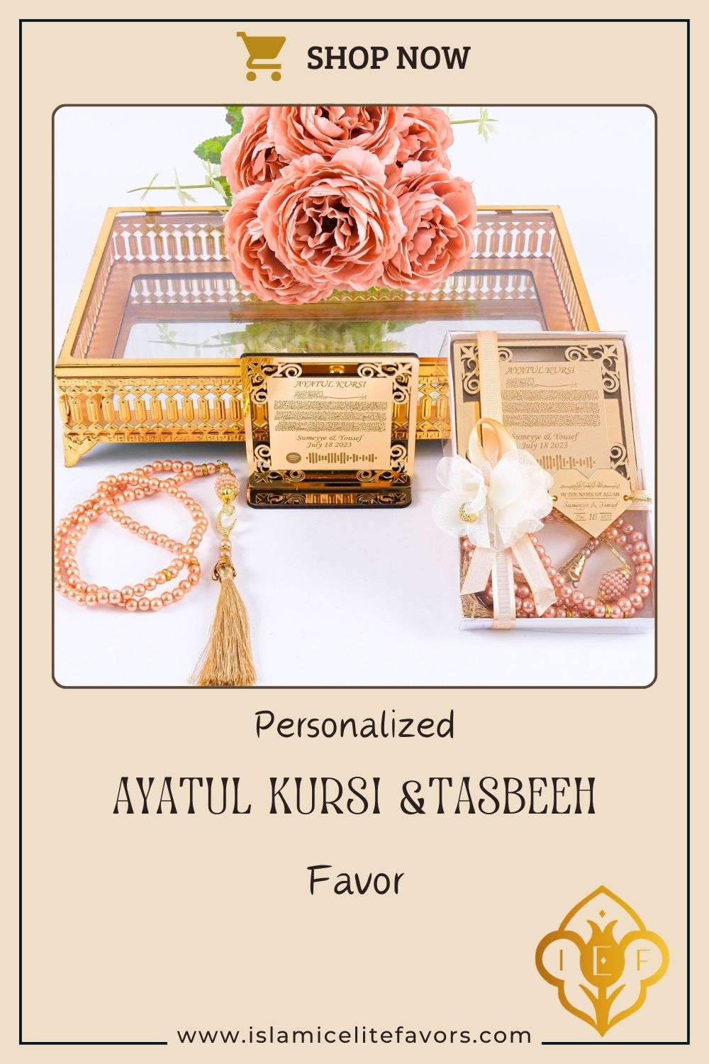 Personalized Wedding Favor Ayatul Kursi on Stand Tasbeeh Favor