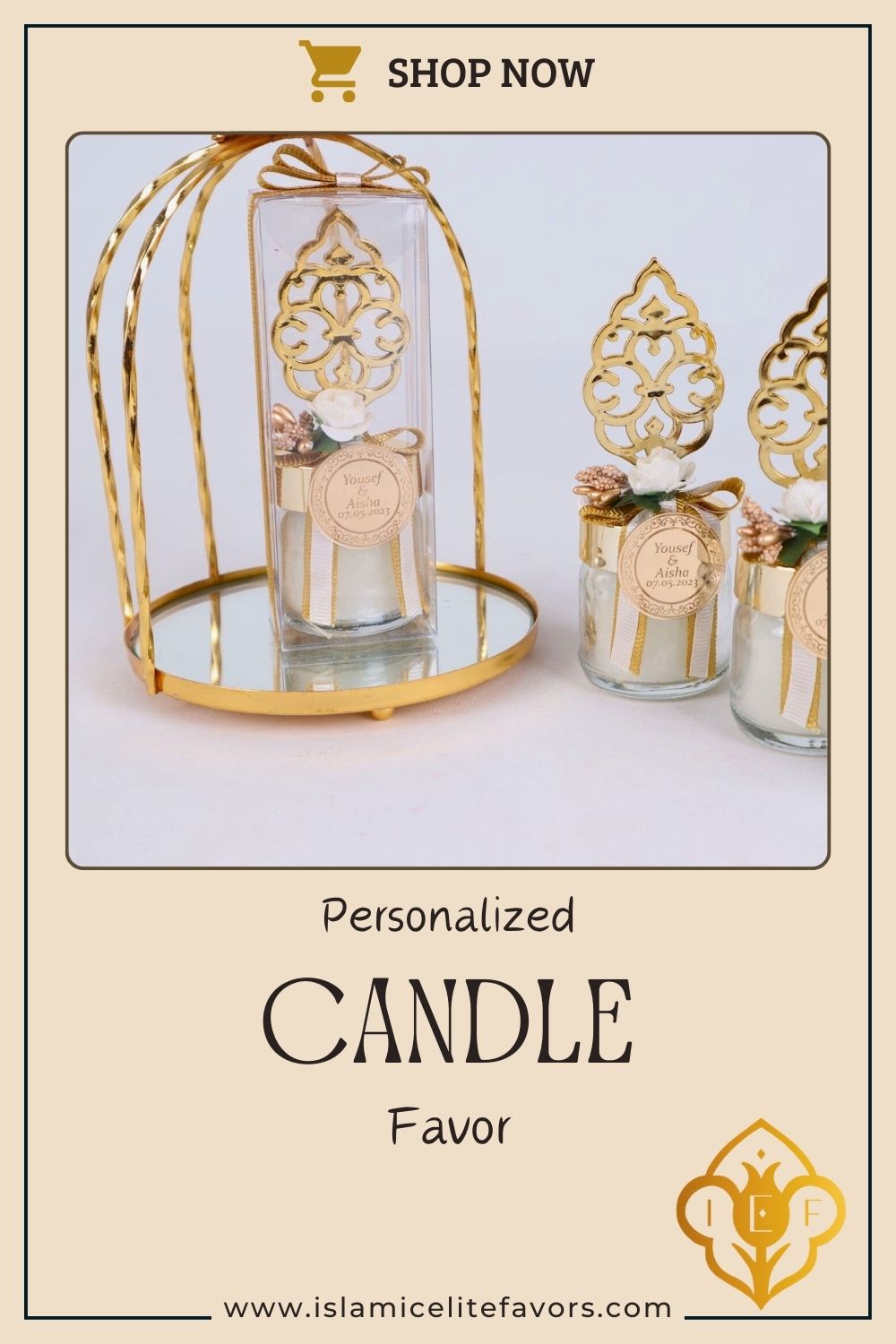 Personalized Wedding Favor Glass Candle Holder Rose Theme Flowered