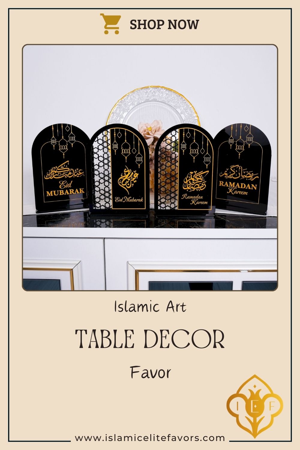 Ramadan Eid Table Decor Islamic Art Favor Tabletop Sign&Stand Gift