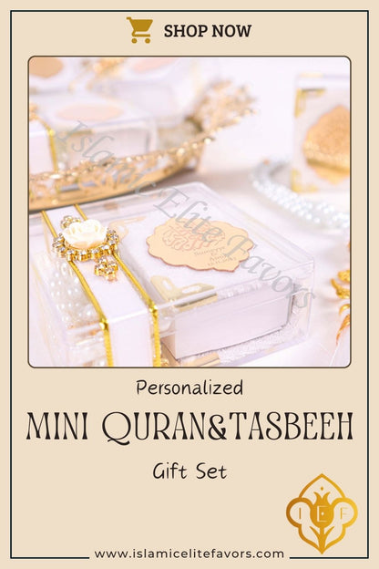 Personalized Mini Quran Tasbeeh Flower with Rhinestones Wedding Favor