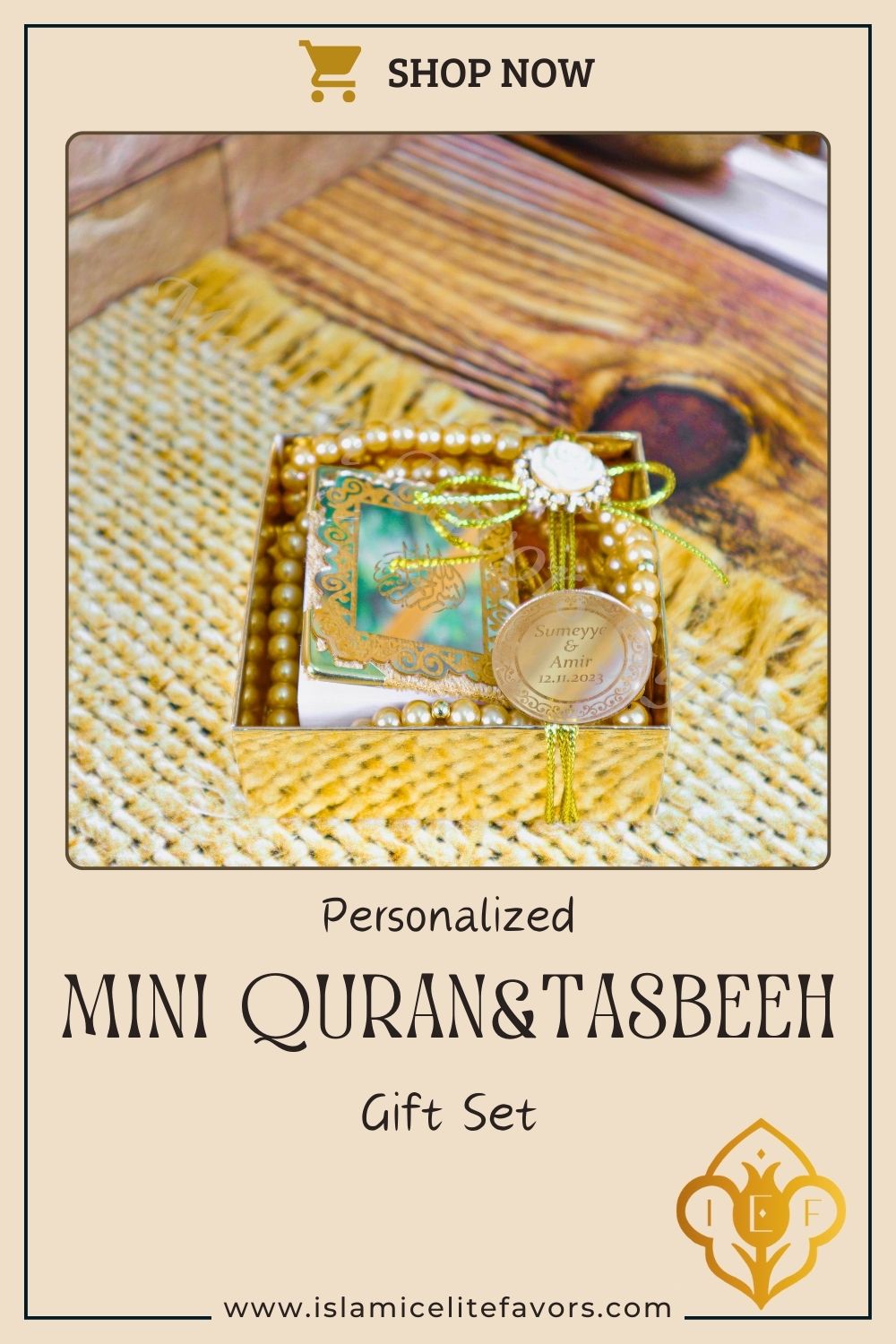 Personalized Wedding Favor Mini Quran Pearl Tasbeeh Basmala Theme - Islamic Elite Favors is a handmade gift shop offering a wide variety of unique and personalized gifts for all occasions. Whether you're looking for the perfect Ramadan, Eid, Hajj, wedding gift or something special for a birthday, baby shower or anniversary, we have something for everyone. High quality, made with love.