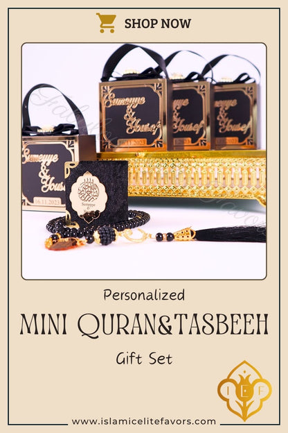 Personalized Velvet Mini Quran Pearl Tasbeeh Decorated Gift Bag Set - Islamic Elite Favors is a handmade gift shop offering a wide variety of unique and personalized gifts for all occasions. Whether you're looking for the perfect Ramadan, Eid, Hajj, wedding gift or something special for a birthday, baby shower or anniversary, we have something for everyone. High quality, made with love.