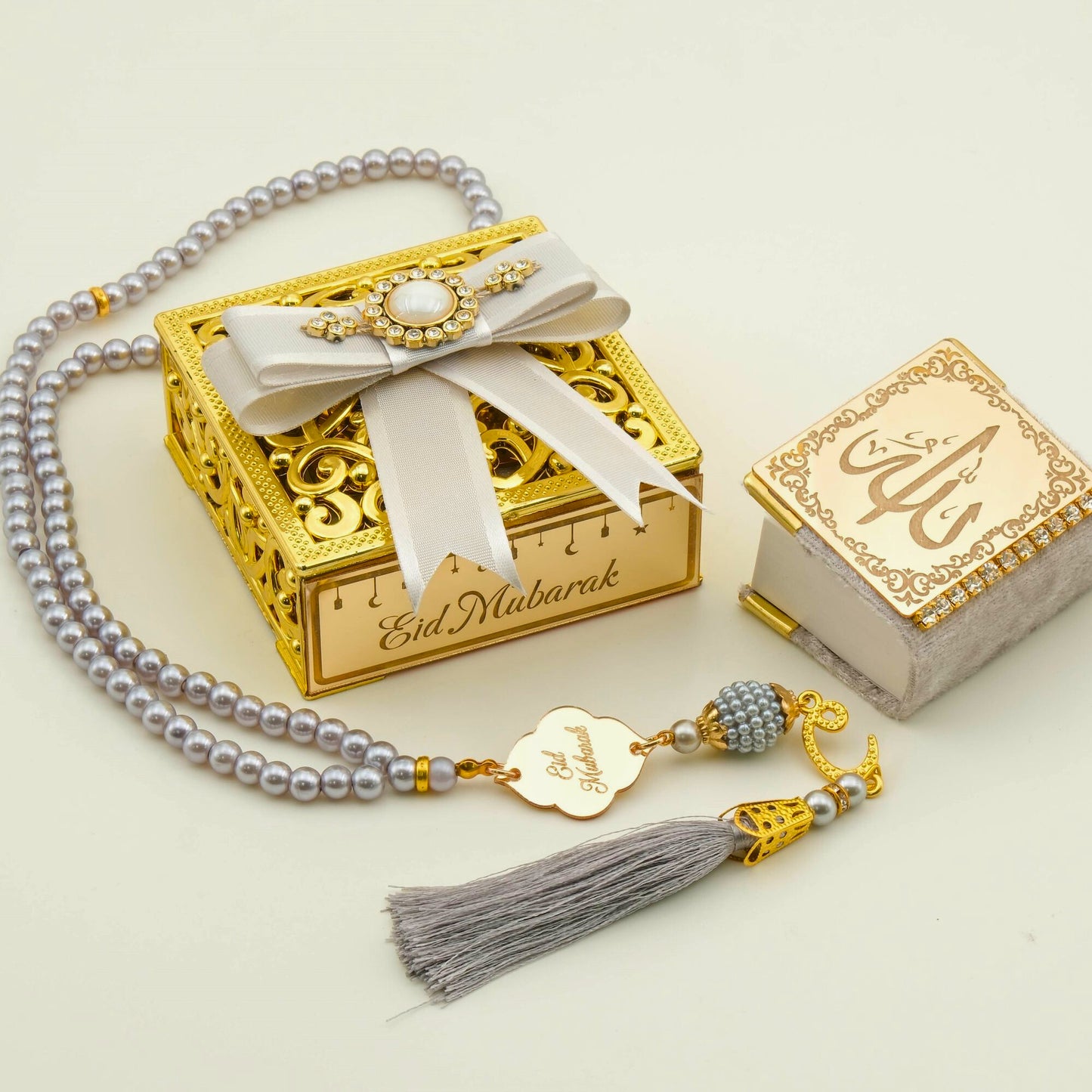 Personalized Velvet Mini Quran Pearl Tasbeeh Islam Muslim Gift Set