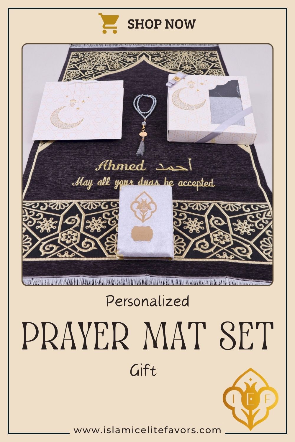 Personalized Taj Mahal Prayer Mat Quran Tasbih Islamic Muslim Gift Set - Islamic Elite Favors is a handmade gift shop offering a wide variety of unique and personalized gifts for all occasions. Whether you're looking for the perfect Ramadan, Eid, Hajj, wedding gift or something special for a birthday, baby shower or anniversary, we have something for everyone. High quality, made with love.