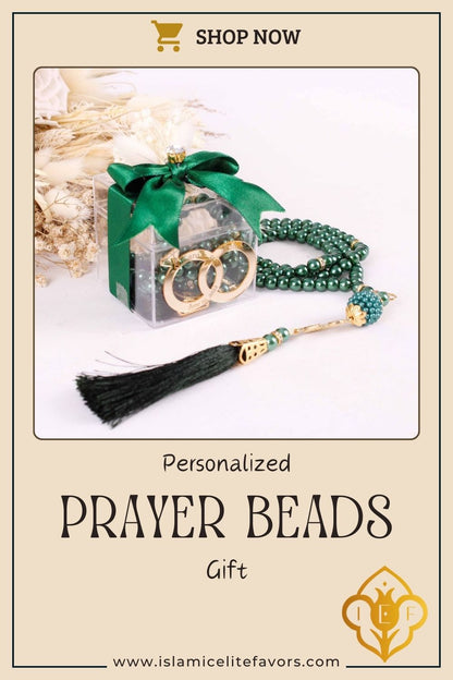 Personalized Prayer Beads Wedding Favor Gift Box with Wedding Rings