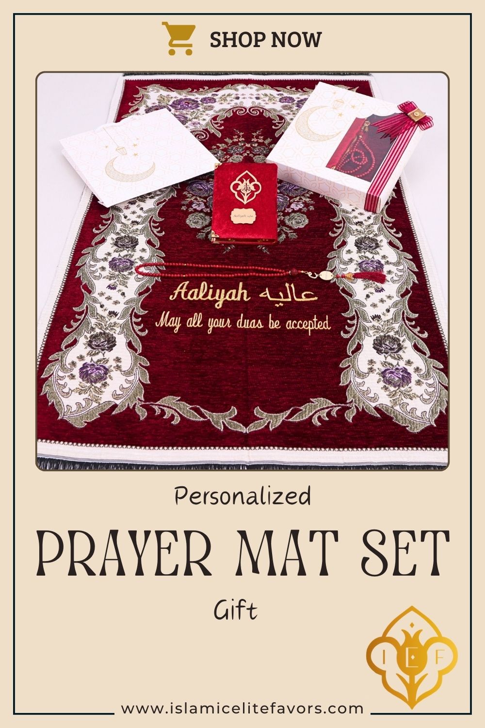 Personalized Woven Prayer Mat Quran Tasbeeh Islamic Muslim Gift Set - Islamic Elite Favors is a handmade gift shop offering a wide variety of unique and personalized gifts for all occasions. Whether you're looking for the perfect Ramadan, Eid, Hajj, wedding gift or something special for a birthday, baby shower or anniversary, we have something for everyone. High quality, made with love.