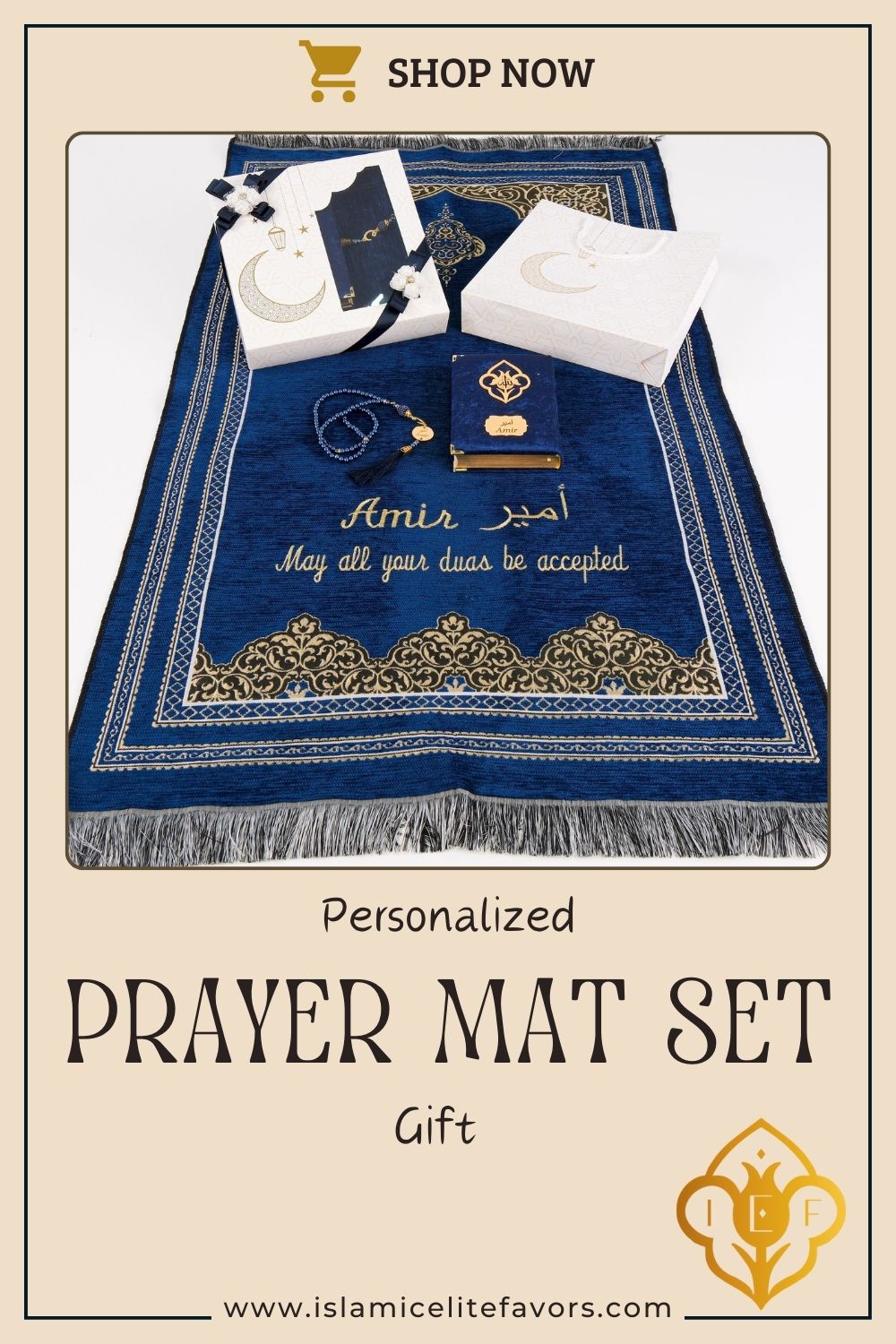 Personalized Chenille Prayer Mat Quran Tasbeeh Islamic Muslim Gift Set - Islamic Elite Favors is a handmade gift shop offering a wide variety of unique and personalized gifts for all occasions. Whether you're looking for the perfect Ramadan, Eid, Hajj, wedding gift or something special for a birthday, baby shower or anniversary, we have something for everyone. High quality, made with love.