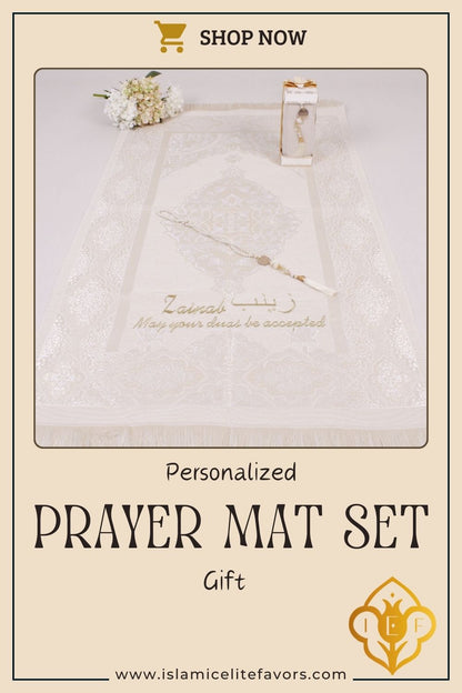 Personalized Travel Prayer Mat Tasbeeh Islamic Muslim Gift Set