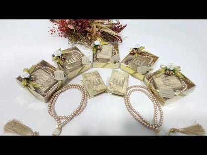 Personalized Mini Quran Pearl Prayer Beads Flower Décor Wedding Favor