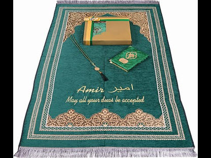 Personalized Prayer Mat Quran Tasbeeh Islamic Gift Set, Ramadan Eid Birthday Prayer Rug Gift