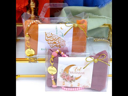 Personalized Custom Head Scarf Pearl Prayer Beads Gift Set | Ramadan Eid Hajj Umrah Favors