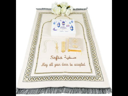 Personalized Diamond Prayer Mat Quran Tasbih Bookmark Islamic Gift Set