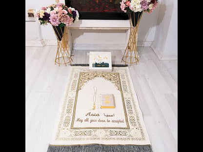 Personalized Peaceful Prayer Mat Quran Tasbeeh Islamic Muslim Gift Set