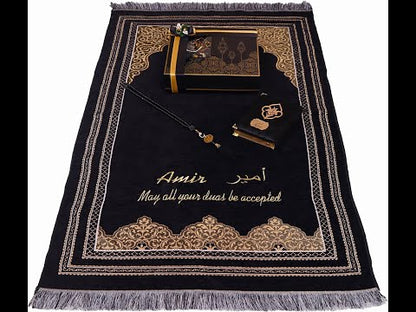 Personalized Prayer Mat Quran Tasbeeh Islamic Gift Set, Ramadan Eid Birthday Prayer Rug Gift