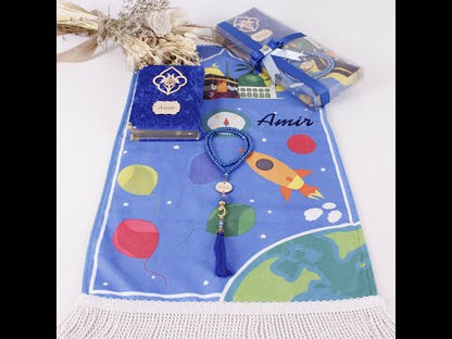 Personalized Soft Prayer Mat for Kids Quran Tasbeeh Islamic Gift Set