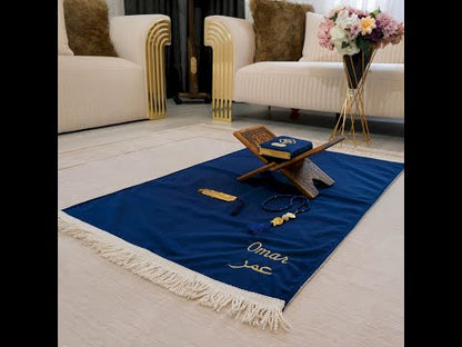 Personalized High Quality Velvet Prayer Mat Quran Tasbeeh Gift Set