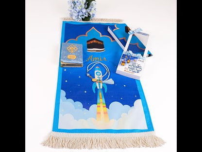 Personalized Soft Prayer Mat for Boys Quran Tasbeeh Islamic Gift Set