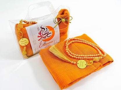 Personalized Custom Head Scarf Pearl Prayer Beads Gift Set | Ramadan Eid Hajj Umrah Favors