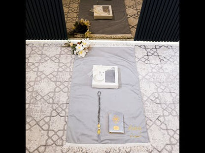 Personalized High Quality Velvet Prayer Mat Quran Tasbeeh Gift Set