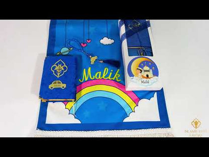 Personalized Kids Prayer Mat Quran Tasbeeh Gift Set for Boys, Ramadan Eid Birthday Graduation Gift