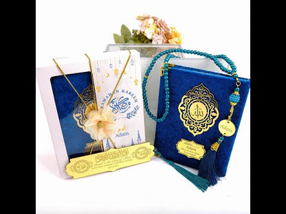 Personalized Velvet Dua Book Bookmark Tasbeeh Gift Set, Ramadan Eid Birthday Wedding Muslim Favors