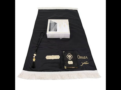 Personalized High Quality Velvet Prayer Mat Quran Tasbeeh Gift Set