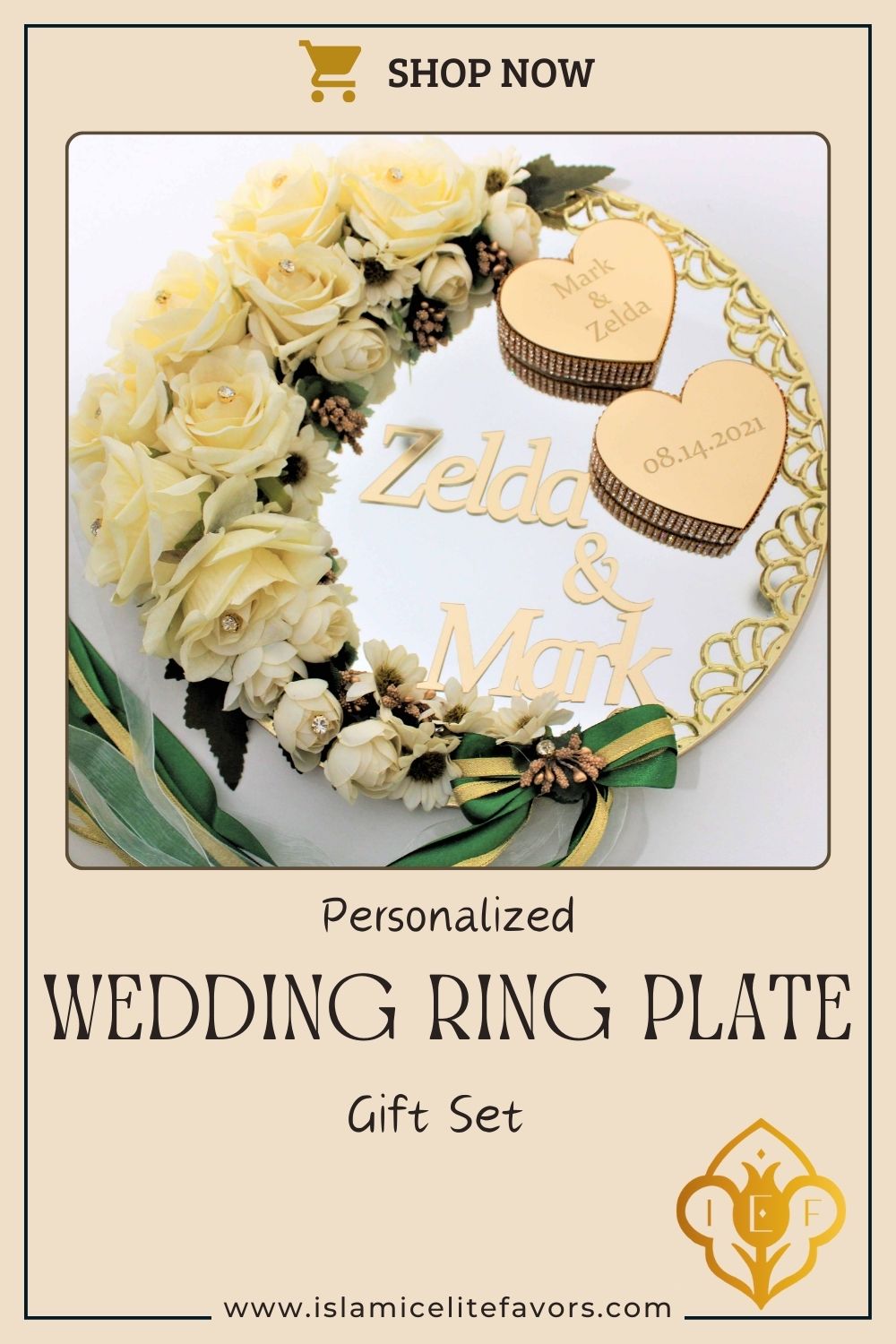 Personalized Wedding Ring Plate Heart Shape Ring Boxes Scissor Gift Set - Islamic Elite Favors is a handmade gift shop offering a wide variety of unique and personalized gifts for all occasions. Whether you're looking for the perfect Ramadan, Eid, Hajj, wedding gift or something special for a birthday, baby shower or anniversary, we have something for everyone. High quality, made with love.