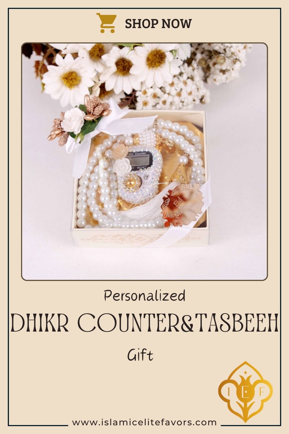 Personalized Dhikr Counter Pearl Prayer Beads Islamic Wedding Favor - Islamic Elite Favors is a handmade gift shop offering a wide variety of unique and personalized gifts for all occasions. Whether you're looking for the perfect Ramadan, Eid, Hajj, wedding gift or something special for a birthday, baby shower or anniversary, we have something for everyone. High quality, made with love.