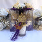 Personalized Heavy Glass Candle Holder Baby Shower Favor Purple Theme