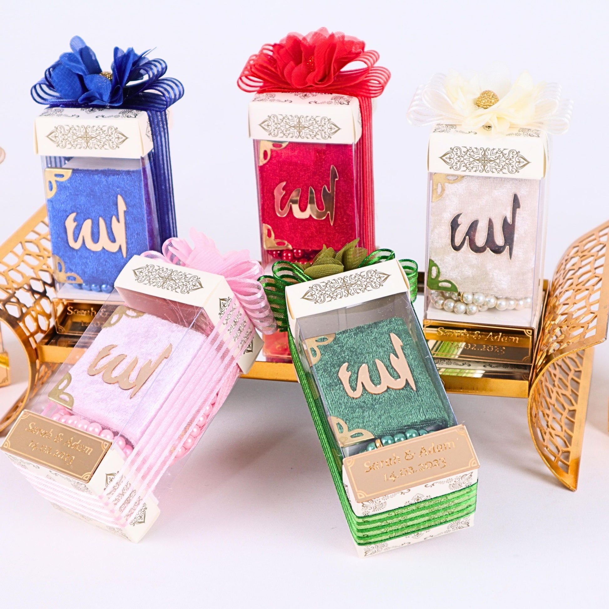 Personalized Velvet Mini Quran Pearl Tasbeeh Prism Box Wedding Favor - Islamic Elite Favors is a handmade gift shop offering a wide variety of unique and personalized gifts for all occasions. Whether you're looking for the perfect Ramadan, Eid, Hajj, wedding gift or something special for a birthday, baby shower or anniversary, we have something for everyone. High quality, made with love.