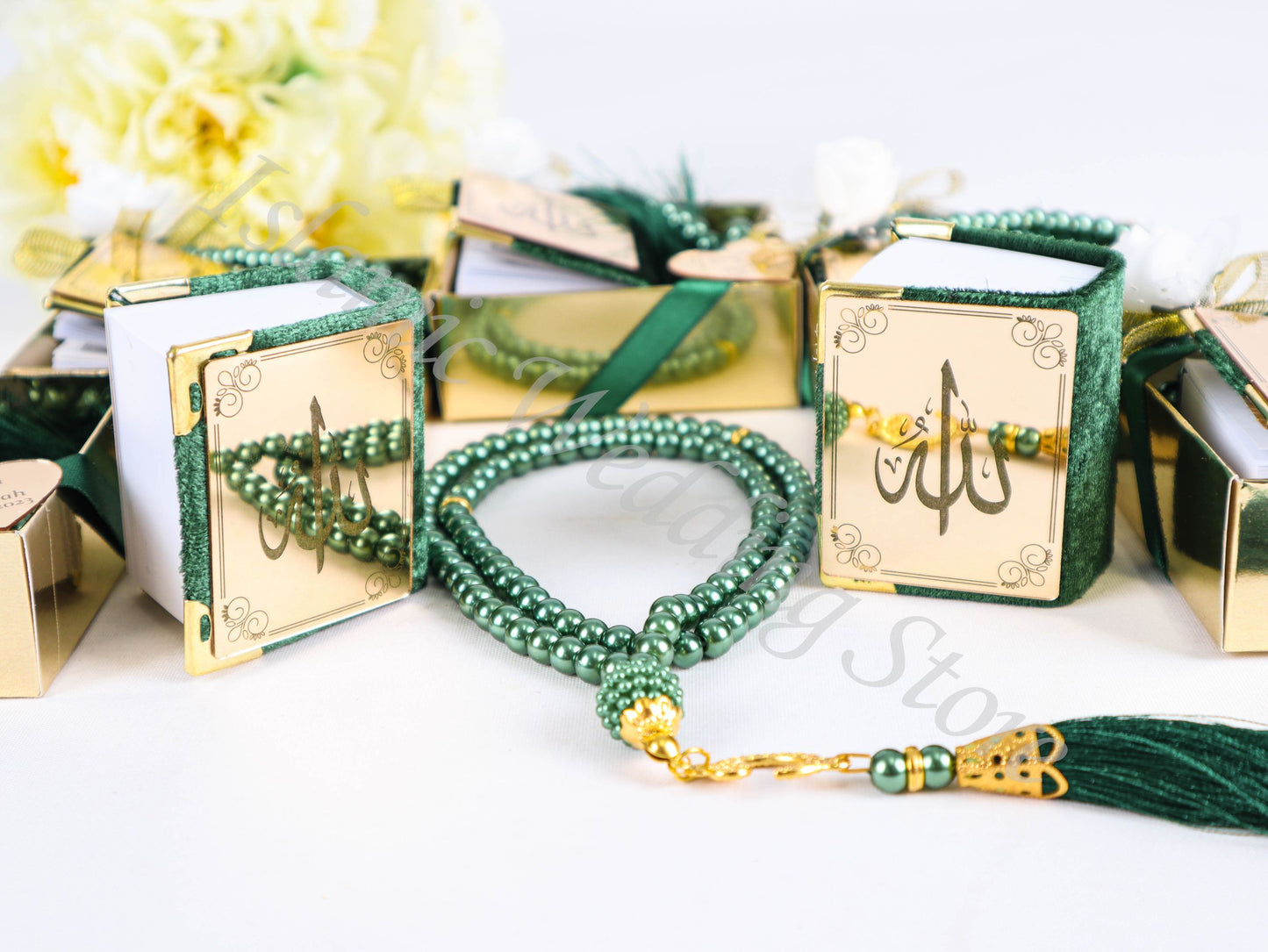 Personalized Mini Quran Pearl Tasbeeh Allah Calligraphy Wedding Favor
