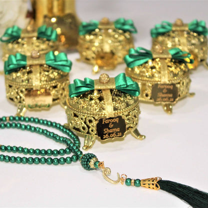 Personalized Pearl Prayer Beads Tasbeeh Luxury Gold Box Wedding Favor