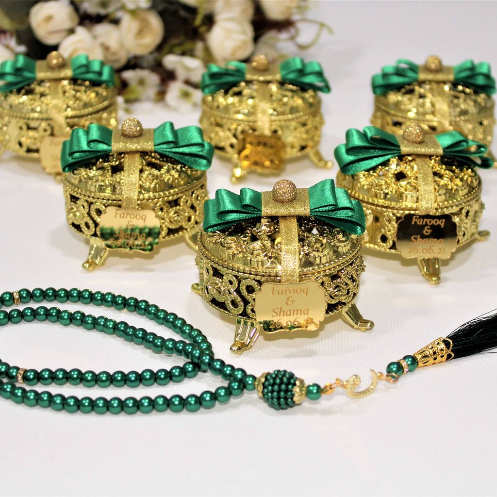Personalized Pearl Prayer Beads Tasbeeh Masbaha Luxury Gold Box Wedding Favor