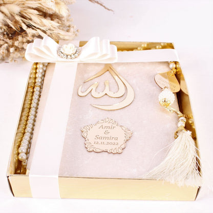 Personalized Wedding Favor Velvet Dua Book Pearl Tasbeeh Drop Theme